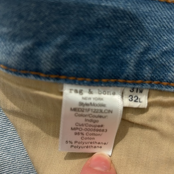 🎉sale🎉NWT Rag &bone Relaxed Fit2 Indigo Authentic Stretch buttonfly Jean-31x32 - Picture 11 of 12